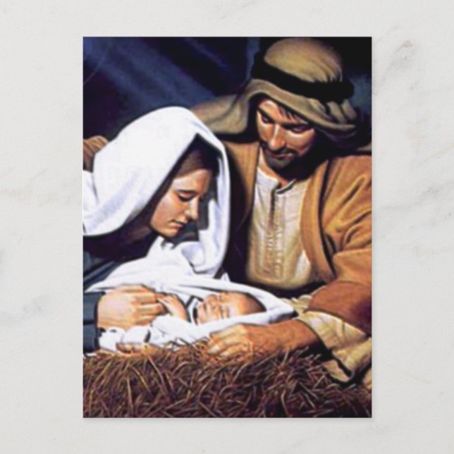 Nativitetsscen-gåvor till jul helg vykort (Framsida)