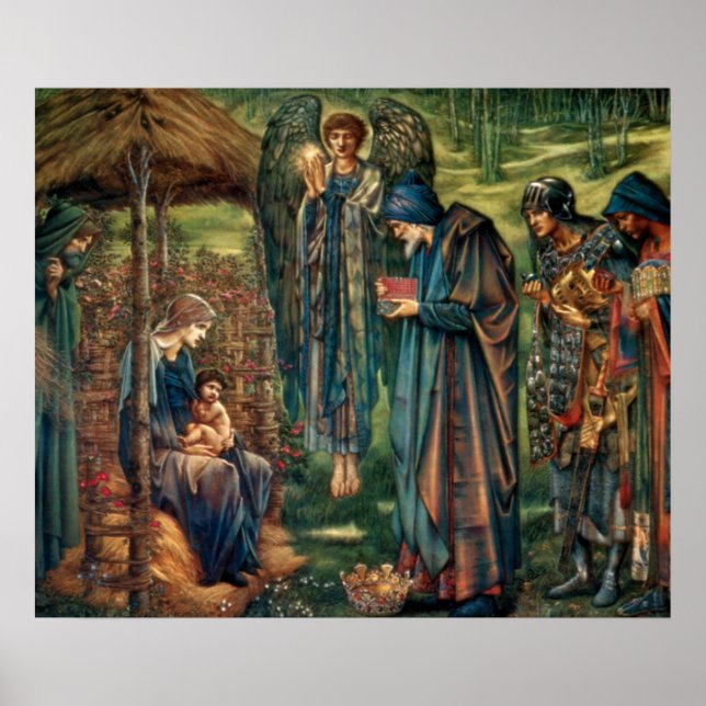 Nativitetsscen-gåvor till jul poster (Framsidan)