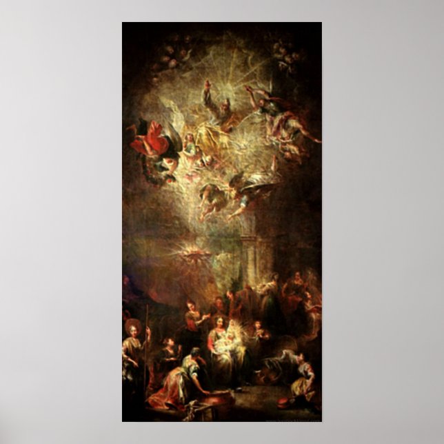Nativitetsscen-gåvor till jul poster (Framsidan)