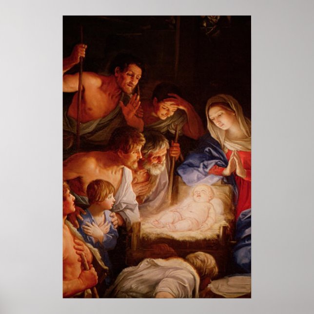 Nativitetsscen-gåvor till jul poster (Framsidan)