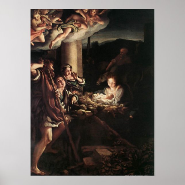 Nativitetsscen-gåvor till jul poster (Framsidan)