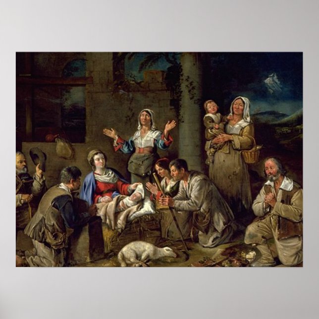 Nativitetsscen-gåvor till jul poster (Framsidan)