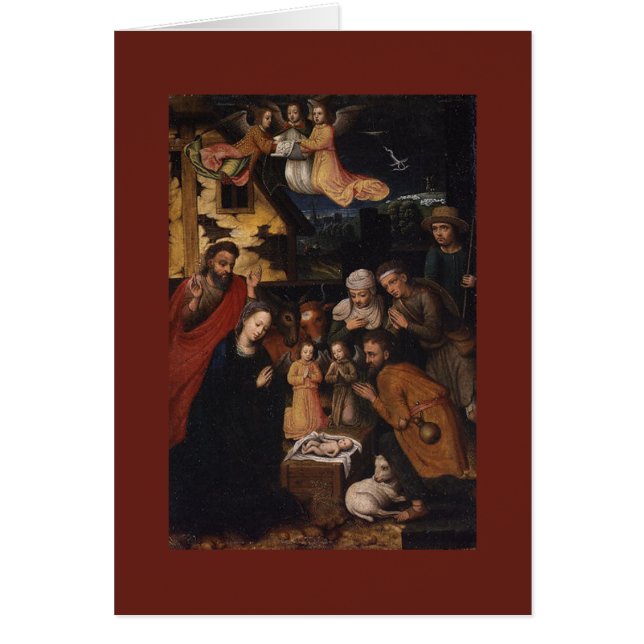 Nativitetsscenkribens annalkande av barnet Jesus Hälsningskort (Framsidan)