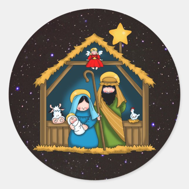 Nativitetsstabil scen runt klistermärke (Framsida)
