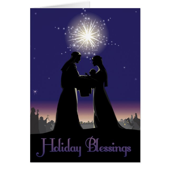 Nativitetsvälsignelser för Helgdag Hälsningskort (Framsidan)