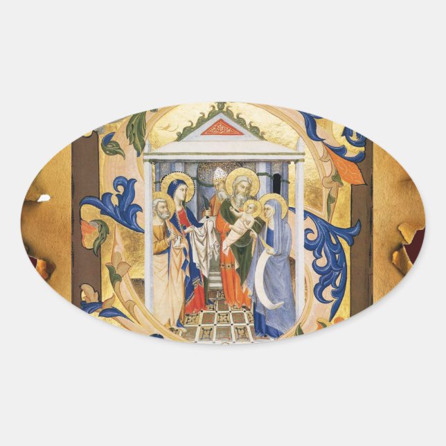 NATIVITY BLOMMIGT CHRISTMAS PARCHMENT OVALT KLISTERMÄRKE (Framsida)