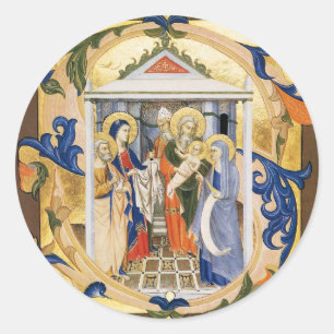 NATIVITY BLOMMIGT CHRISTMAS PARCHMENT RUNT KLISTERMÄRKE