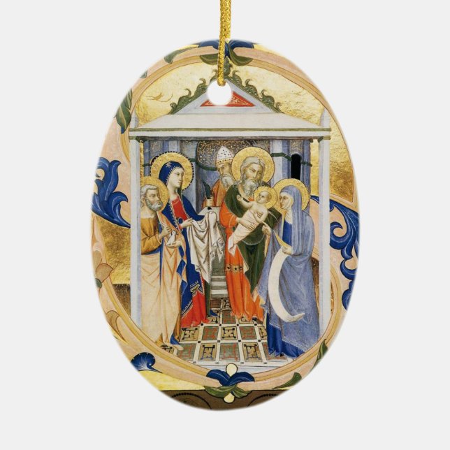 NATIVITY, BLUE and GULD Gem stone stone Julgransprydnad Keramik (Framsidan)