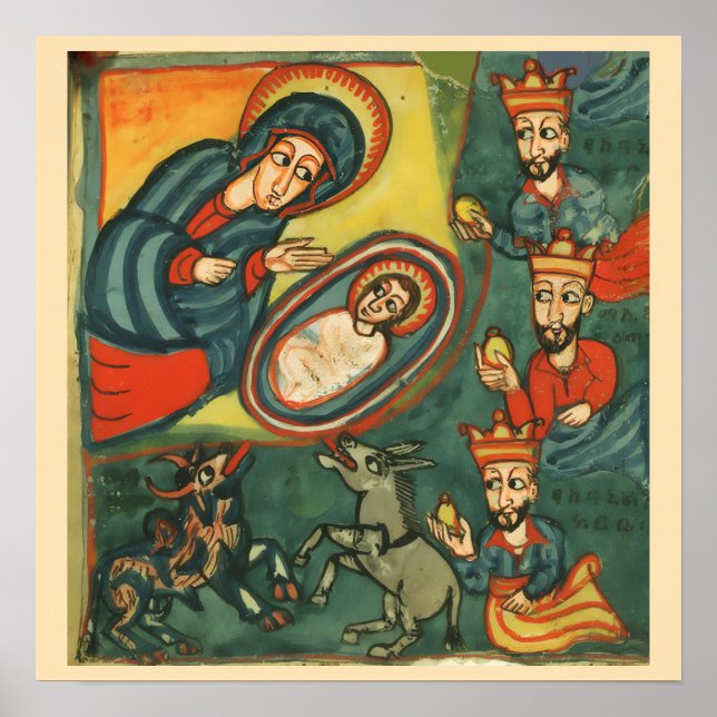 NATIVITY CHRISTMAS PARCHMENT,ADORATION MAGI POSTER (Framsidan)