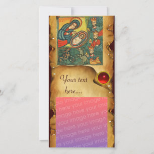 NATIVITY CHRISTMAS PARCHMENT / Adoration of Magi Julkort