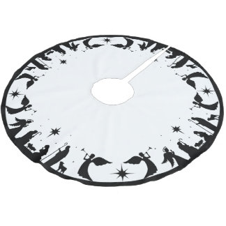 Nativity Christmas Tree Skirt, Personalized  Julgransmatta Borstad Polyester