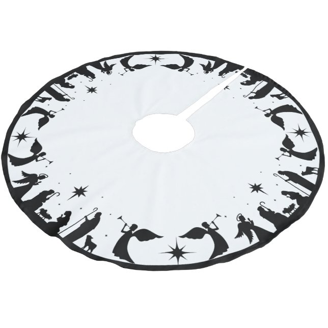 Nativity Christmas Tree Skirt, Personalized  Julgransmatta Borstad Polyester (Vinklad)