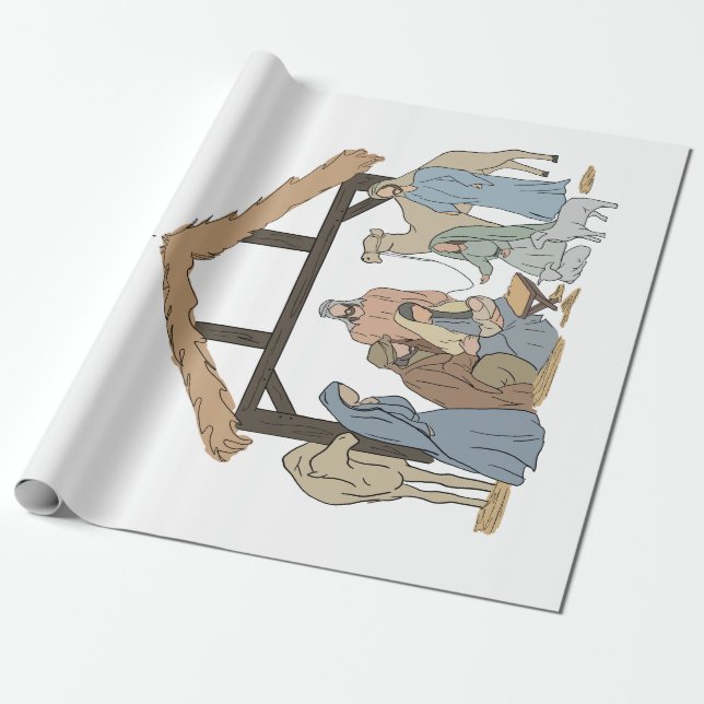 NATIVITY CHRISTMAS WRAPPING PAPER  PRESENTPAPPER (Utrullad)
