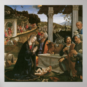 Nativity - Domenico Ghirlandaio kanvastryck Poster