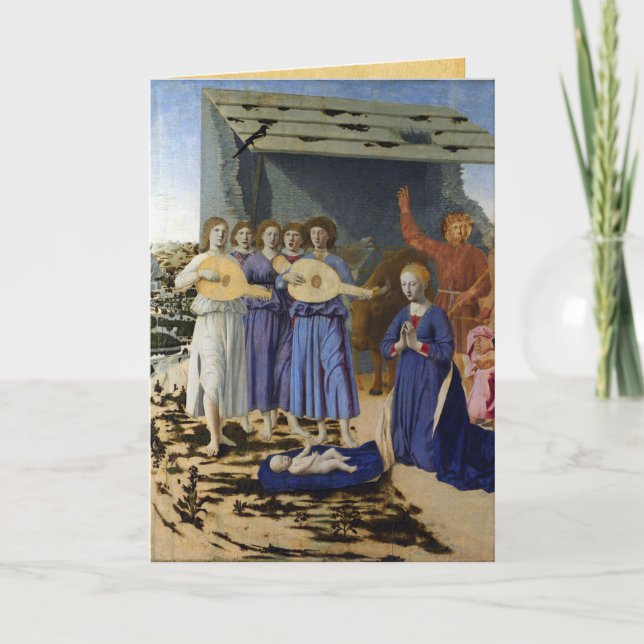 NATIVITY Gammal irländsk julhälsning Pergament  Helgkort (Framsida)