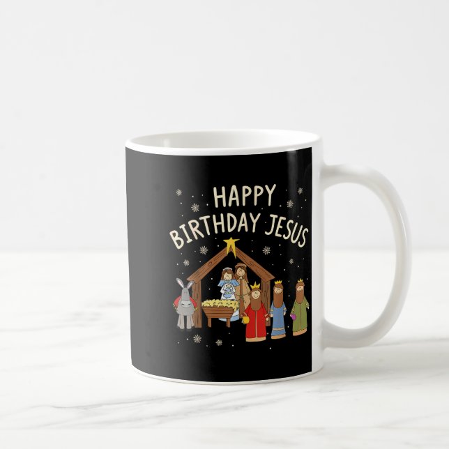 Nativity Happy Birthday Jesus Christmas Christian  Kaffemugg (Höger)