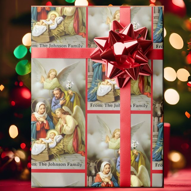 Nativity Holy Family Add Your Text Christmas Gift Presentpapper (Skapare uppladdad)