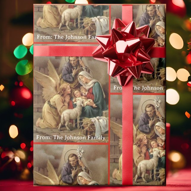 Nativity Holy Family Add Your Text Christmas Gift Presentpapper (Skapare uppladdad)