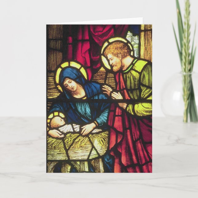 Nativity i målat glass helgkort (Framsida)