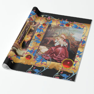 NATIVITY MED ÄNGLAR, BLOM- JULPARCHMENT PRESENTPAPPER