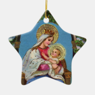 Nativity med Madonna och barnet Julgransprydnad Keramik