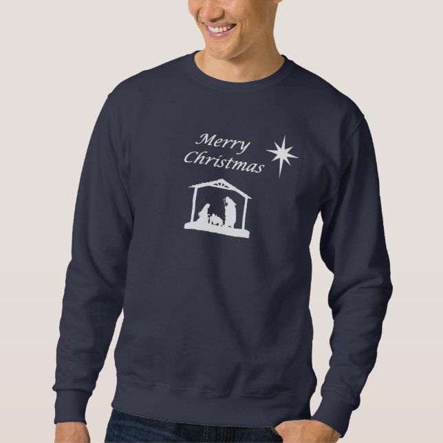 Nativity med stjärnajul lång ärmad tröja (Framsida)