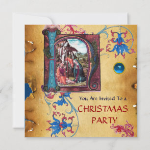 NATIVITY MONOGRAM BLOMMIGT CHRISTMAS PARCHMENT INBJUDNINGAR