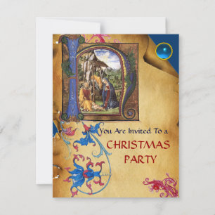 NATIVITY MONOGRAM BLOMMIGT CHRISTMAS PARCHMENT INBJUDNINGAR