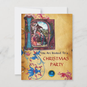 NATIVITY MONOGRAM BLOMMIGT CHRISTMAS PARCHMENT INBJUDNINGAR
