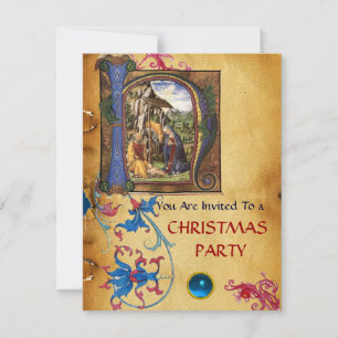 NATIVITY MONOGRAM BLOMMIGT CHRISTMAS PARCHMENT INBJUDNINGAR
