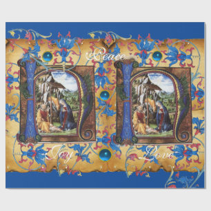 NATIVITY MONOGRAM BLOMMIGT CHRISTMAS PARCHMENT PRESENTPAPPER