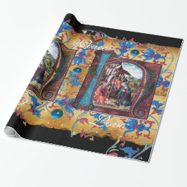 NATIVITY MONOGRAM BLOMMIGT CHRISTMAS PARCHMENT PRESENTPAPPER