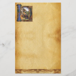 NATIVITY MONOGRAM CHRISTMAS PARCHMENT BREVPAPPER
