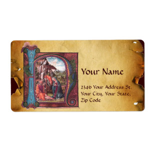 NATIVITY MONOGRAM CHRISTMAS PARCHMENT FRAKTSEDEL