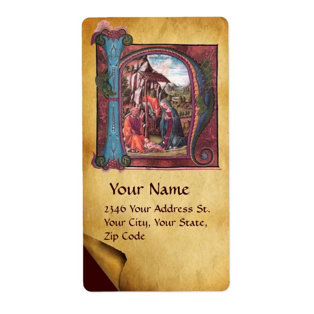 NATIVITY MONOGRAM CHRISTMAS PARCHMENT FRAKTSEDEL (Framsidan)