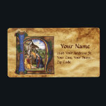 NATIVITY MONOGRAM CHRISTMAS PARCHMENT FRAKTSEDEL<br><div class="desc">Elegant-,  lack-,  ljus- och god jul-design för parker från italienska medieval-miniatyr i en antifonär av Francesco Di Giorgio Martini</div>