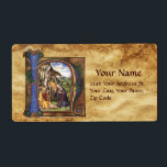 NATIVITY MONOGRAM CHRISTMAS PARCHMENT FRAKTSEDEL<br><div class="desc">Elegant-,  lack-,  ljus- och god jul-design för parker från italienska medieval-miniatyr i en antifonär av Francesco Di Giorgio Martini</div>