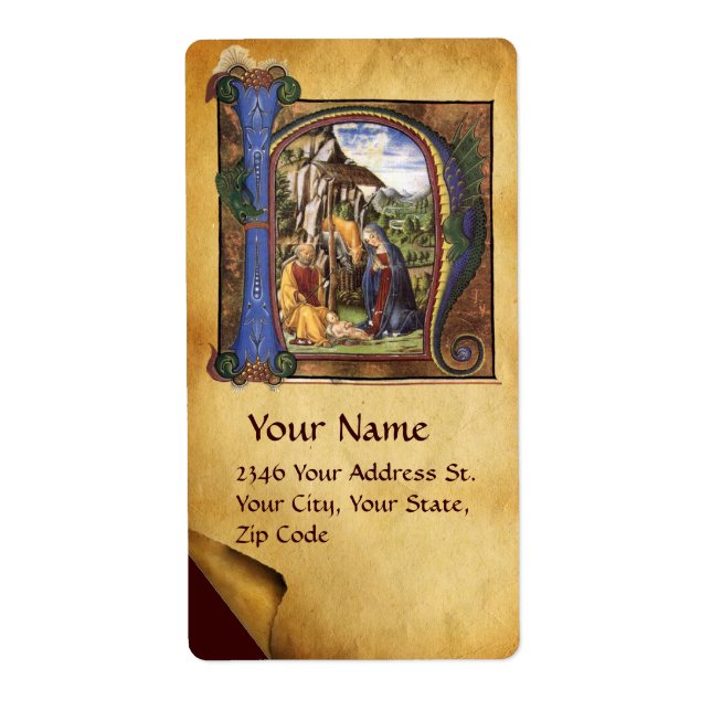 NATIVITY MONOGRAM CHRISTMAS PARCHMENT FRAKTSEDEL (Framsidan)