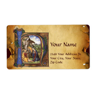 NATIVITY MONOGRAM CHRISTMAS PARCHMENT FRAKTSEDEL