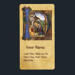NATIVITY MONOGRAM CHRISTMAS PARCHMENT FRAKTSEDEL<br><div class="desc">Elegant-,  lack-,  ljus- och god jul-design för parker från italienska medieval-miniatyr i en antifonär av Francesco Di Giorgio Martini</div>