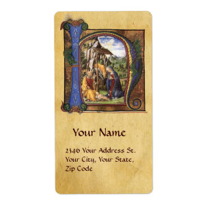 NATIVITY MONOGRAM CHRISTMAS PARCHMENT FRAKTSEDEL