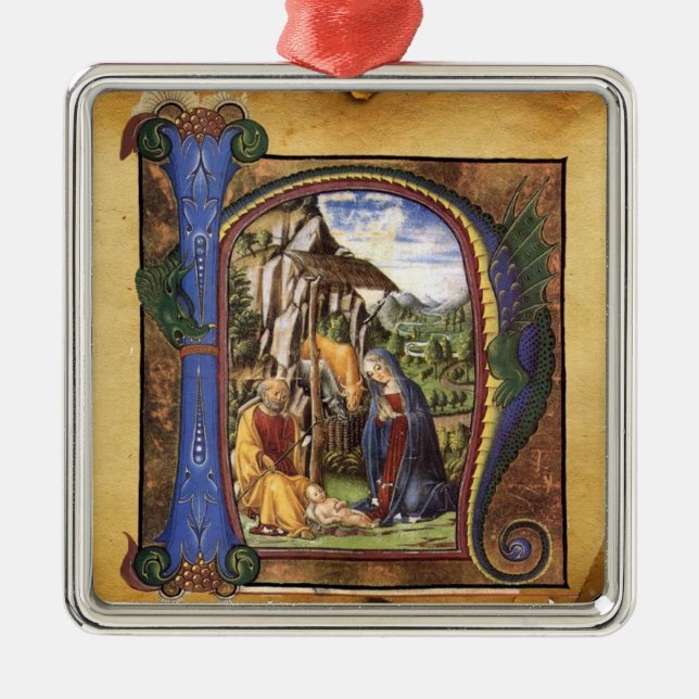 NATIVITY MONOGRAM CHRISTMAS PARCHMENT JULGRANSPRYDNAD METALL (Framsidan)