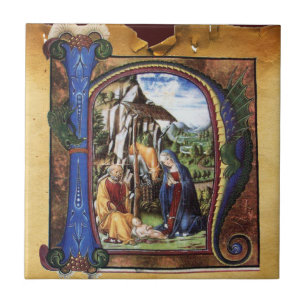 NATIVITY MONOGRAM CHRISTMAS PARCHMENT KAKELPLATTA