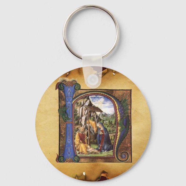 NATIVITY MONOGRAM CHRISTMAS PARCHMENT NYCKELRING (Framsida)