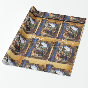 NATIVITY MONOGRAM CHRISTMAS PARCHMENT PRESENTPAPPER
