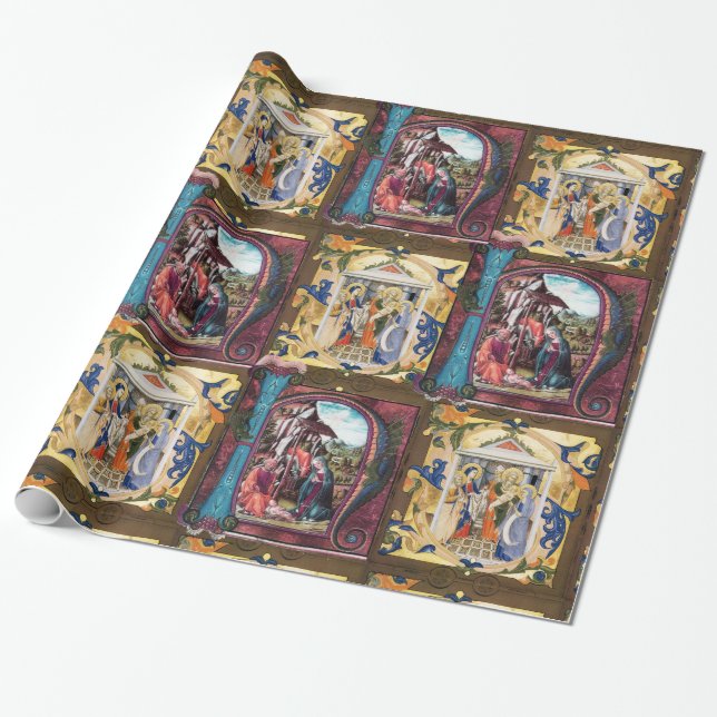 NATIVITY MONOGRAM PARCHMENT PRESENTPAPPER (Utrullad)