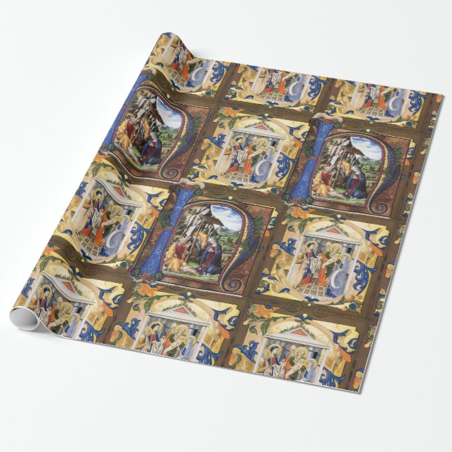 NATIVITY MONOGRAM PARCHMENT PRESENTPAPPER (Utrullad)