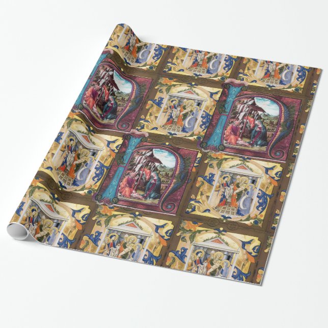 NATIVITY MONOGRAM PARCHMENT PRESENTPAPPER (Utrullad)