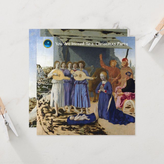 NATIVITY OF JESUS, ANGELS by PIERO DELLA FRANCESCA Inbjudningar (Fram/Back In Situ)