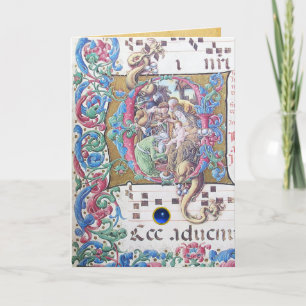 NATIVITY Old Irish jul Blating Parchment Helgkort